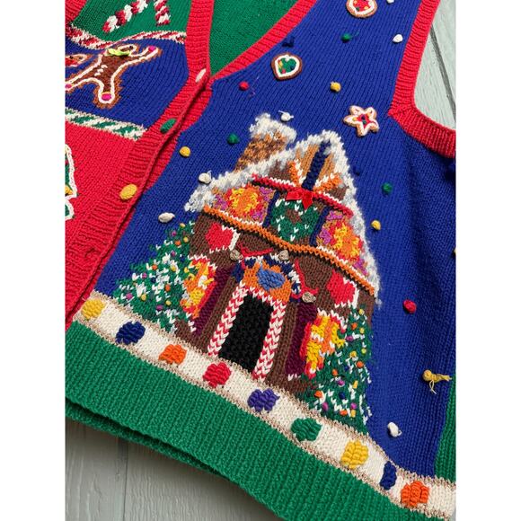 Vintage 1995 Marisa Christina II Christmas Sweater Vest Women’s 3X Gingerbread - Picture 4 of 7